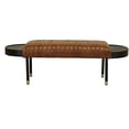 thumbnail image 2 of Warm Brown Leather and Solid Wood Bench, 2 of 3