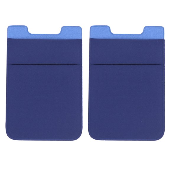 2pcs Double Layer Phone Pouch Adhesive Holder Cell Phone Back Patch Pocket Cover (Navy Blue)