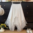 thumbnail image 3 of YUEHUA Women's Flowy Hemline Midi Skirt Elegant Smock A-Line Fairy Patterned Elastic High Waist Ruffle Tulle Layered Skirt, 3 of 5