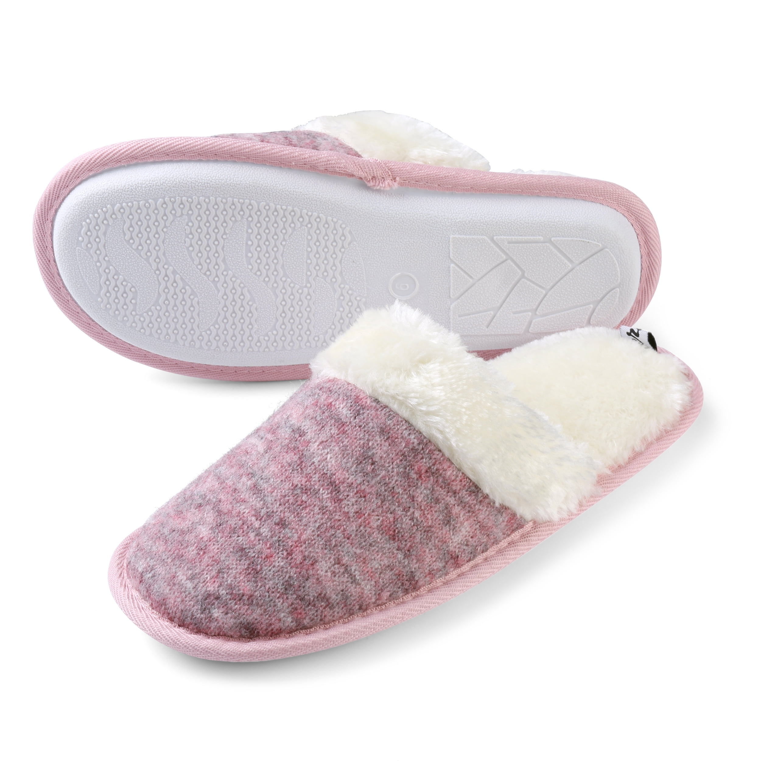 Women’s Winter Warm Plush Slippers with Memory Foam Cushion & Non-Slip Rubber Sole – Indoor/Outdoor House Shoes
