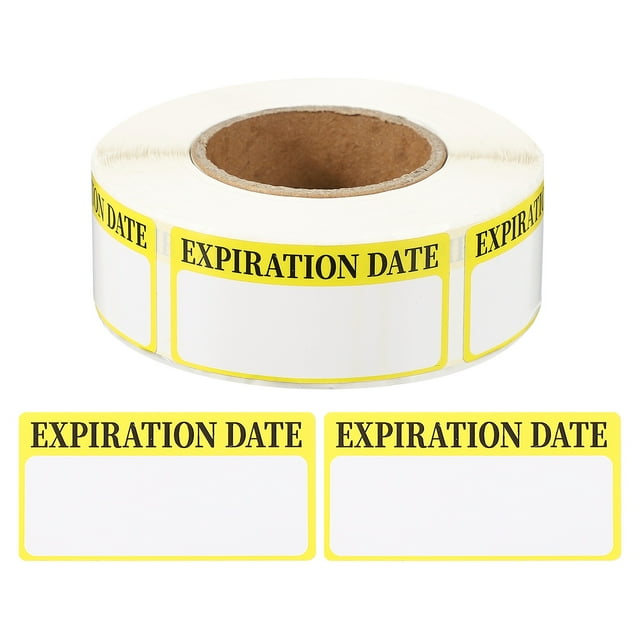 Uxcell 500 Pcs Etiquetas de Fecha de Caducidad, Rollo de Etiquetas Adhesivas de Inventario Removibles de 2 x 1 Pulgada para Marcar y Organizar Inventario y Contenedores de Alimentos, Amarillo y Negro