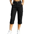 thumbnail image 3 of Cargo Capri Pants for Women with Pockets Elastic Waisted Straight Leg Slim Casual Capris, 3 of 7