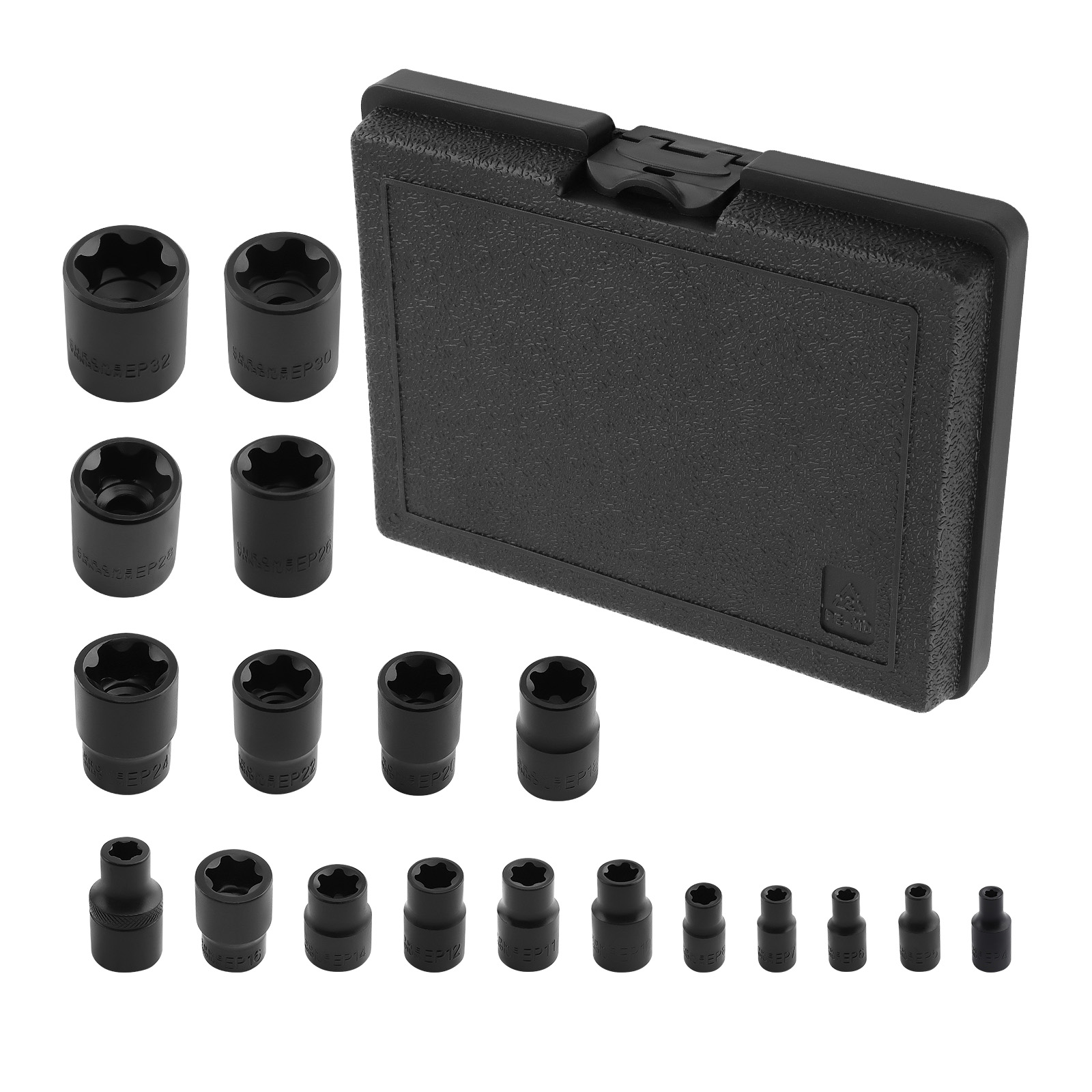 maXpeedingrods 19PCS External Torx Plus Socket Set, 6 Point EP Socket EP4 - EP32 with 1/2'' 3/8'' 1/4'' Drive, 5 Point EP Socket 1/2'' EP8.8 Dr E-Torx Plus Set, External Torx Star Drive Socket Set