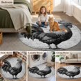 thumbnail image 6 of 3ft Washable Round Rug, Country Animal Non-Slip Circle Area Rug for Bedroom Bedside, Retro Watercolor Black Rooster Soft Indoor Floor Mat for Home Decor, 6 of 9