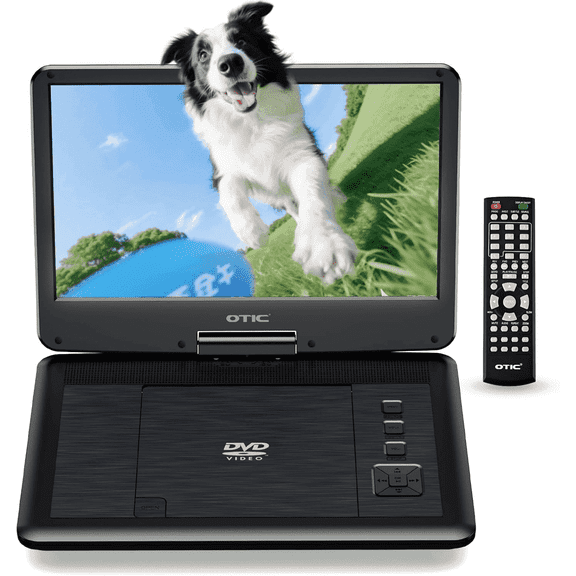 OTIC 13" Portable DVD Player, 11.6" HD Swivel Screen, 6 Hour Rechargeable Battery, Dual Stereo Speakers, Support DVD CD USB SD Card, Remote Control, Black