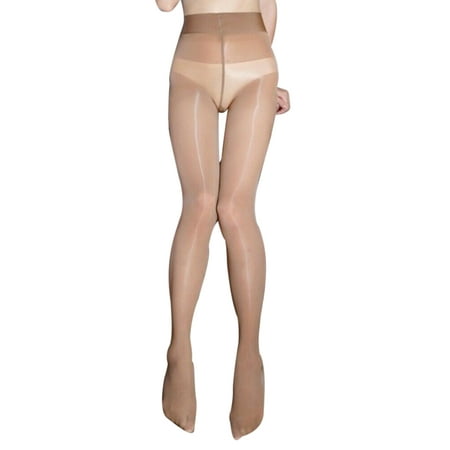 

CenturyX 70D Women Smoothly Magic Transparent Tights High Waist Traceless Pantyhose Oil Glossy Ultrathin Seamless Sexy Tights Brown One Size