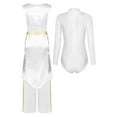 thumbnail image 2 of TSSOE 3pcs Women Liturgical Worship Dance Overlay Dress + Leotard +pants Set Church Choir Performance White XL, 2 of 6