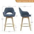 thumbnail image 5 of Zesthouse 26.8″ Swivel Counter Height Bar Stools Set of 2, Upholstered Linen Bar Stools with Back and Wood Legs, Mid Century Modern Barstool Island Chairs for Kitchen Counter, Blue, 5 of 14