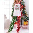 thumbnail image 2 of Cenuakty Family Pajamas Matching Set Christmas Tree Plaid Print Raglan Sleeve Tops and Elastic Pants Loungewear Soft Sleepwear, 2 of 3