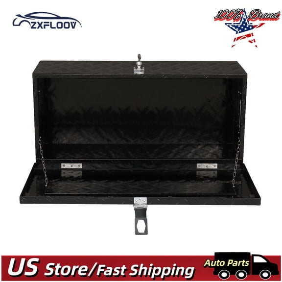 30" Heavy-Duty Aluminum Tool Box with Lock | Secure Storage Chest for Trucks, RVs, ATVs & Garage | Durable Black Powder Coated Finish