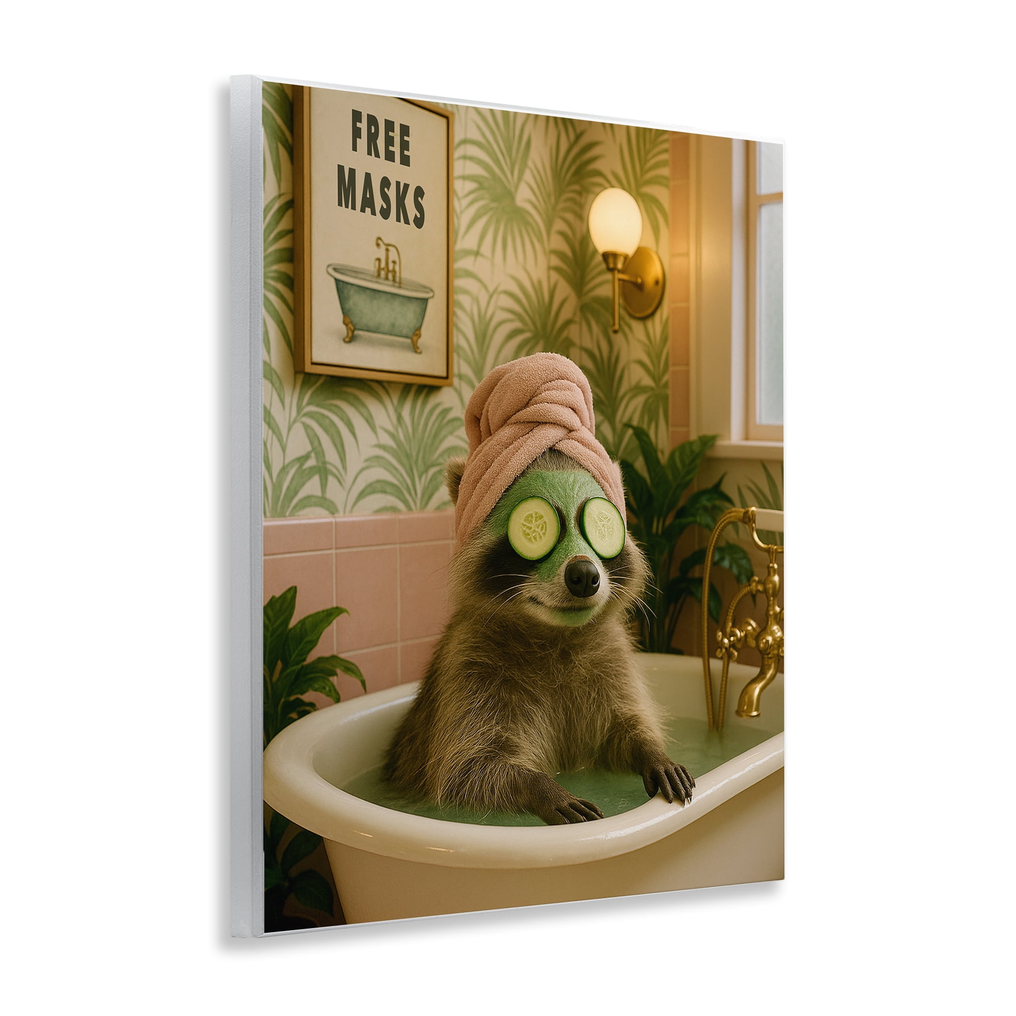 Stupell Industries Raccoon Spa Day Bath Wall Plaque Art, design by Grotto Studios