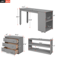thumbnail image 3 of Tcbosik Full Size Loft Bed with Desk, Shelves and 3 Drawers, Wood Bed Frame with Ladder and Guardrail, Space Saving, Gray, 3 of 9