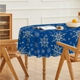 thumbnail image 4 of Christmas Tablecloth 60×84 Inch Oval, Simple Snow Stick Figure Blue Washable Table Cover for Party Picnic Dinner Decor, 4 of 6