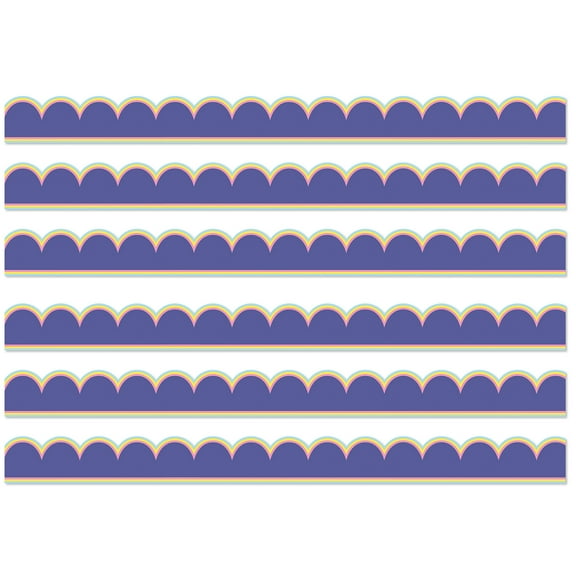 Carson Dellosa Education We Stick Together Pop of Purple Scalloped Bulletin Board Borders, 39 Feet Per Pack, 6 Packs