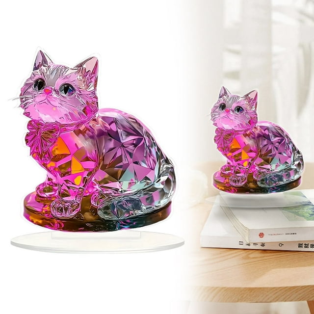 Desktop Decor Colorful Desktop Decoration Acrylic Decorative Logo Cat Colored 2D Flat Decoration Mini Cat Decoration Desktop Decoration Home Desktop Animal