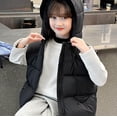 thumbnail image 6 of AINIYS Thickened Hooded Sleeveless Jacket for Girls Comfortable Soft Material Stylish Fashionable Daily Wear Great for School Sports Cycling Outdoor Activities Black 4 Years, 6 of 7