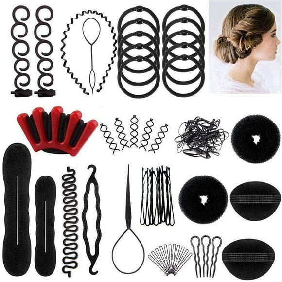 (Type A- 25 set)Hair Styling Set, Hair Design Styling Tools Accessories DIY Hair Accessories Hair Modelling Tool Kit Hairdresser Kit Set Magic Simple Fast Spiral Hair Braid Hair Braiding Tool