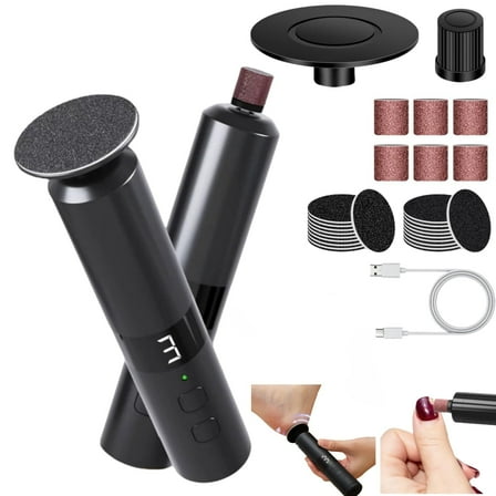 Electric Callus Remover,ODDPC Portable Electric Foot File,Pedicure Tool for Dead Skin,Professional 2 in 1 Foot&Nail Filer-Digital LED Display-Black