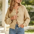 thumbnail image 5 of Fnooota Cardigans for Women, Lounge Casual Long Sleeve Crew Neck Knitted Tops Womens Sweaters Khaki Size XL, 5 of 5