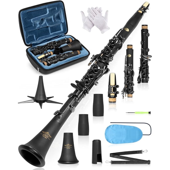 Clarinete AKLOT en Si bemol para concierto con estuche y kit de limpieza