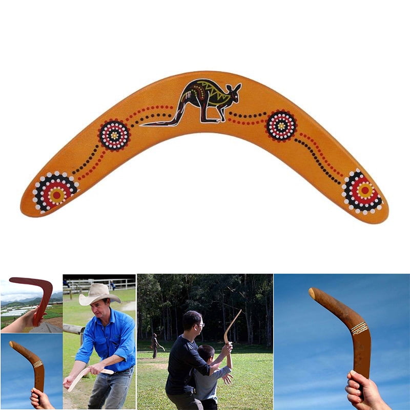 Brown Kangaroo Throwback V Shaped Boomerang Flying Disc Throw Catch Outdoor Game 