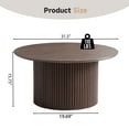 thumbnail image 5 of YOCWO 31.5" Small Round Coffee Table for Small Apartment Living Room, Modern Walnut Coffee Table with Fluted Drum, 5 of 7