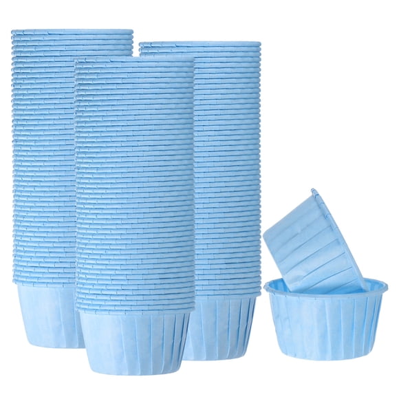 150pcs 3.5oz Moldes para Magdalenas de Papel de Tamaño Estándar Envoltorios Antiadherentes Desechables para Bodas Cumpleaños Navidad Postres Azul