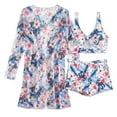 thumbnail image 5 of WREESH Womens 3 Piece Swimsuits Board Shorts Bikini Set with Kimono Beach Cover Ups Printed Bikini Straps Bikini Deep V Split Swimsuit Set Swimsuit Set Bathing Suit Light Blue, 5 of 9