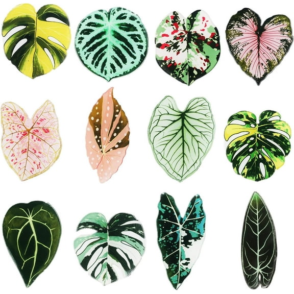 12pcs Leaf Shaped Fridge Magnets, Plant Themed Decorative Refrigerator Magnets for Kitchen Office School Locker Home Decor, Funny Gift Idea for Plant Lovers Housewarming Christmas Birthday