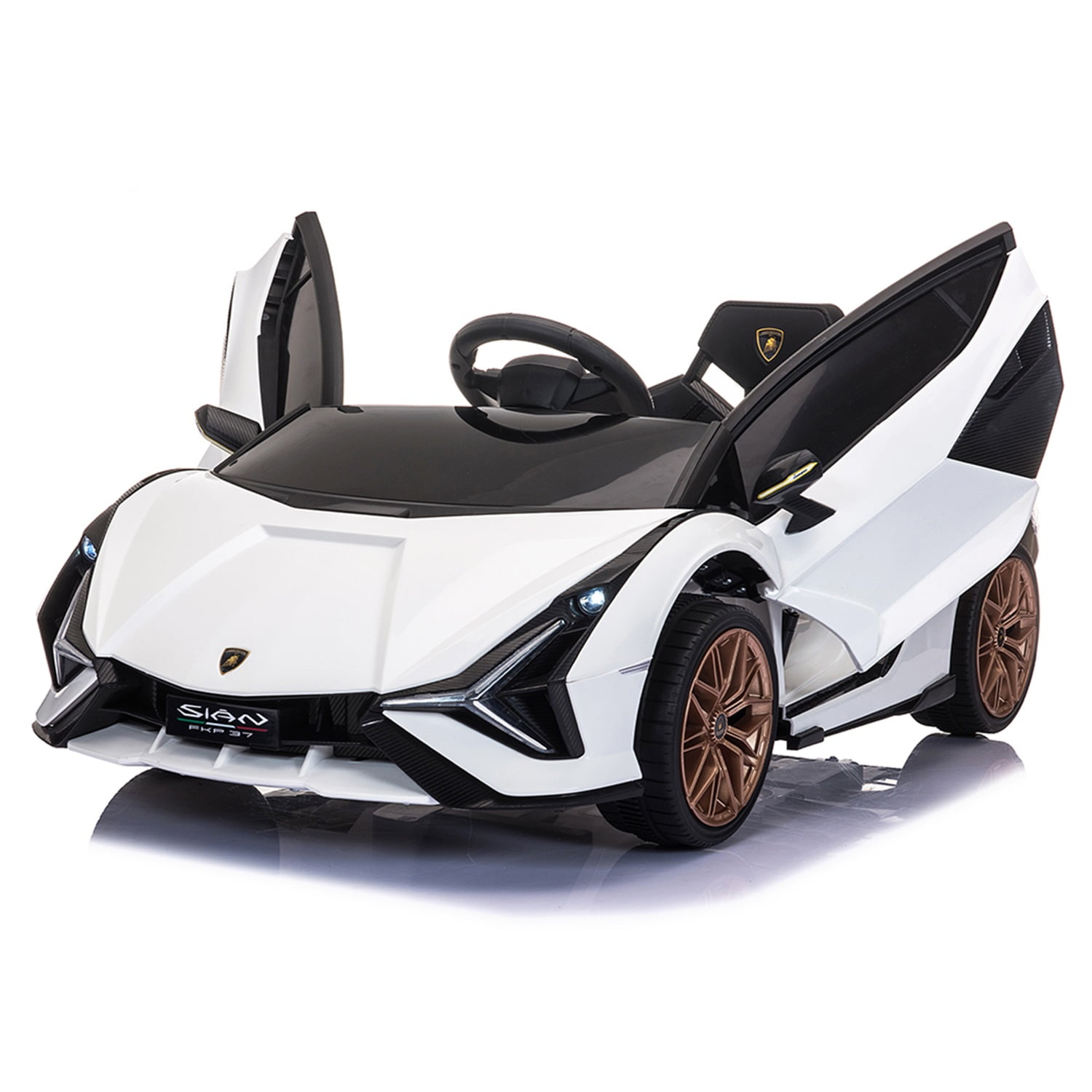 CIPACHO Kids Electric Ride On 12V Licensed Lamborghini SIAN Battery Powered Sports Car Toy with 2 Speeds, Parent Control, Sound System, White