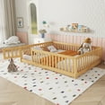 thumbnail image 5 of Bellemave Full Size Floor Bed with Door and Fence  Floor Bed with Bed Slats Sturdy Wood Floor Bed Montessori Bed Frame (Full, Natural Brown), 5 of 10