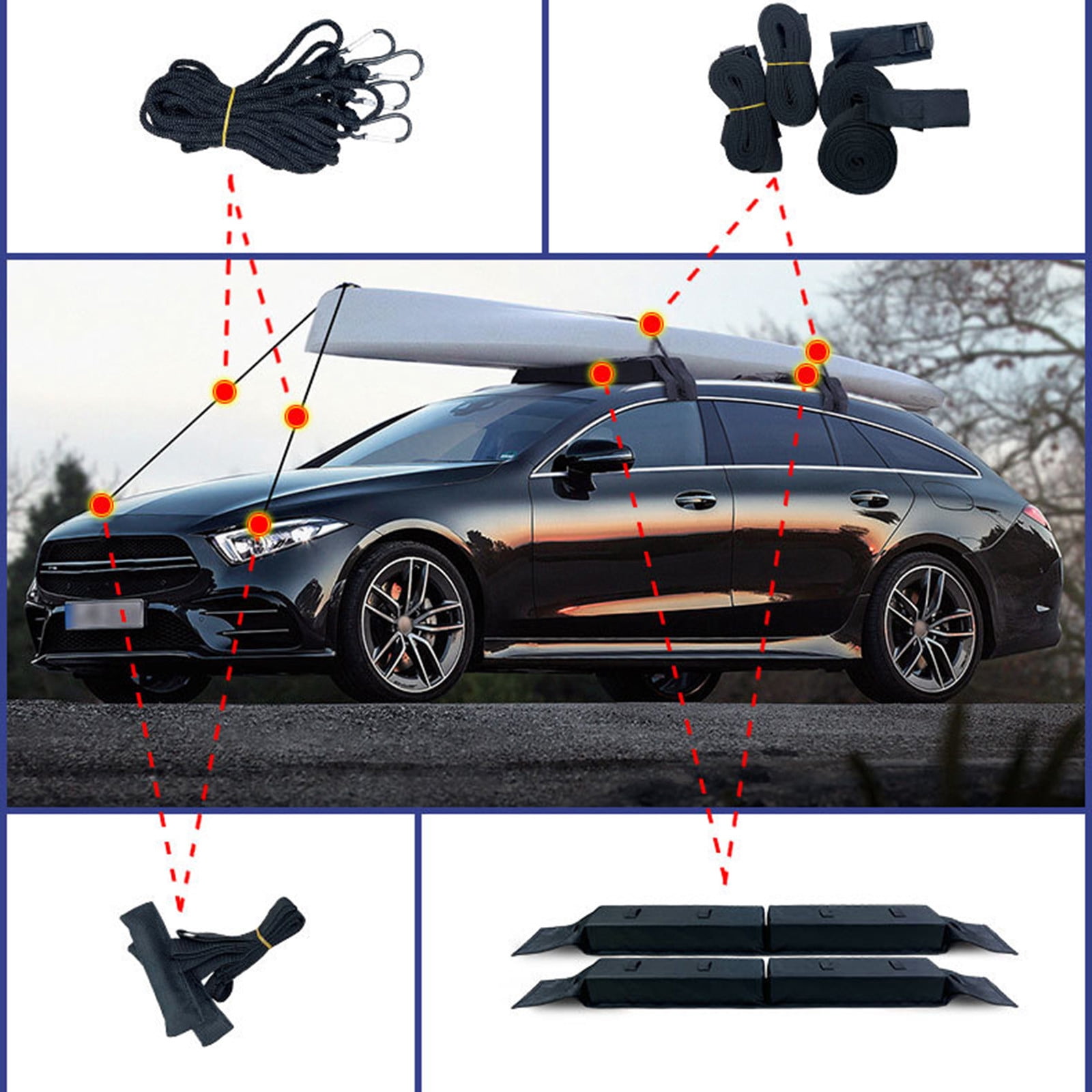 Universal Kayak Roof Rack for Cars Without Crossbars SUP Canoe and Outdoor Gear Transport