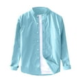 thumbnail image 1 of Camisas Para Hombre Manga Larga Camisa tejida informal de primavera y otoño para hombre, camisa tejida de algodón a juego, cómoda camisa de manga larga de Color sólido (BU2, XL), 1 of 6