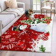 thumbnail image 2 of Red Christmas 3'x5' Washable Rug, Snowman Xmas Tree Ball Gifts Winter Non-Slip Area Rugs for Entryway Kitchen Classroom, Dorm Throw Carpet, Low Pile Soft Indoor Floor Mat, 2 of 9
