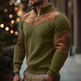 thumbnail image 2 of LWavelet Men's Ribbed Fabric Color Block Quarter Zip Pullover - Elbow Patches Casual Fall Winter Top Army Green XL, 2 of 7