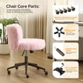 thumbnail image 4 of Ktaxon Vanity Chair, Adjustable Desk Chair with Metal Base and Swiveel Casters, Long Pile Fabric Makeup Chair for Women, Ideal for Office,Study and Home Pink, 4 of 8
