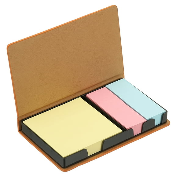 Leather Sticky Notes Holder, Post Notes Holder Storage Box Desktop Mini Case Business Card Holder Memo Pad Organizer for Desk Home Office Books Notebook, Yellow