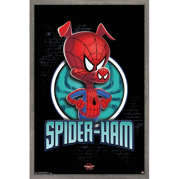 Marvel Spider-Man - Into The Spider-Verse - Spider-Ham Wall Poster, 14.725" x 22.375", Framed