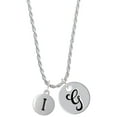 thumbnail image 1 of Delight Jewelry Silvertone Capital Letter - I - Pebble Disc - Silvertone Script Initial Disc - G - Charm Necklace, 20"+3", 1 of 4