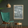 thumbnail image 2 of Chicago Skyline Wall Art with Frame, Black and White Filtered Photo of Waterfront Cityscape on a Cloudy Day Print, Printed Fabric Poster for Bathroom Living Room Dorms, 23" x 35", Grey, by Ambesonne, 2 of 2