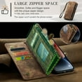 thumbnail image 6 of For Apple iPhone 15 Wallet Case,Multi-Functional Retro Leather Purse Flip Cover Zipper Wallet Case with Removable Card Slots Pocket & Detachable Wrist Strap Magnetic Phone Case, Darkbrown, 6 of 10