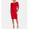 Betsy & Adam Women's Short Ruched Crepe Drape Back Sleeve Red Size14