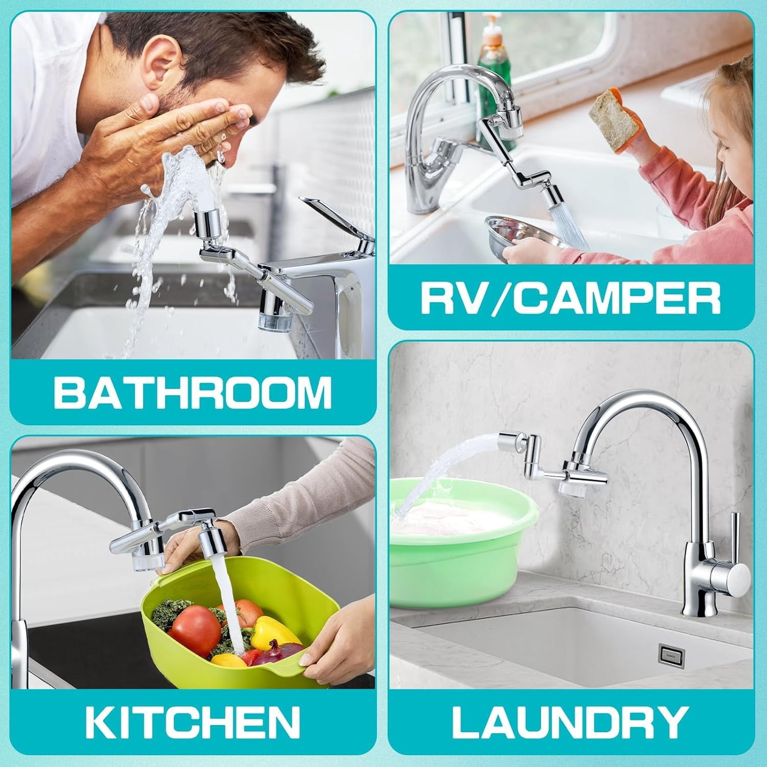 1440° Swiveling Faucet Extender, Brass Metal Robotic Arm Aerator with Flexible Joint, Dual-Mode Splashproof Water-Saving Tap Sprayer for Kitchen Sink Taps