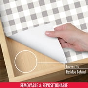 Con-Tact Creative Covering™ Printed Vinyl Top - Gingham Gray, 18 in. x 16 ft., Designed to Help with Surface Protection and Shelf Organization
