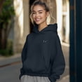 thumbnail image 3 of Dalix Butterfly Embroidery Relaxed Hoodie Soft Fleece Sweatshirt Fit Lounge Womens in Navy Blue S Small, 3 of 5