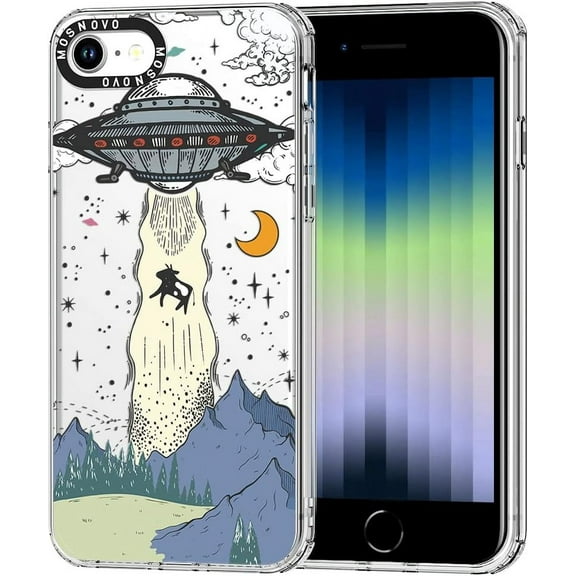 AIMIMI-Case For Iphone Se, Iphone 8 & Iphone 7, [Buffertech 6.6Ft Military-Grade Drop Protection] [Anti Peel Off Tech] Clear Tpu Bumper Phone Case Cover Design - Ufo