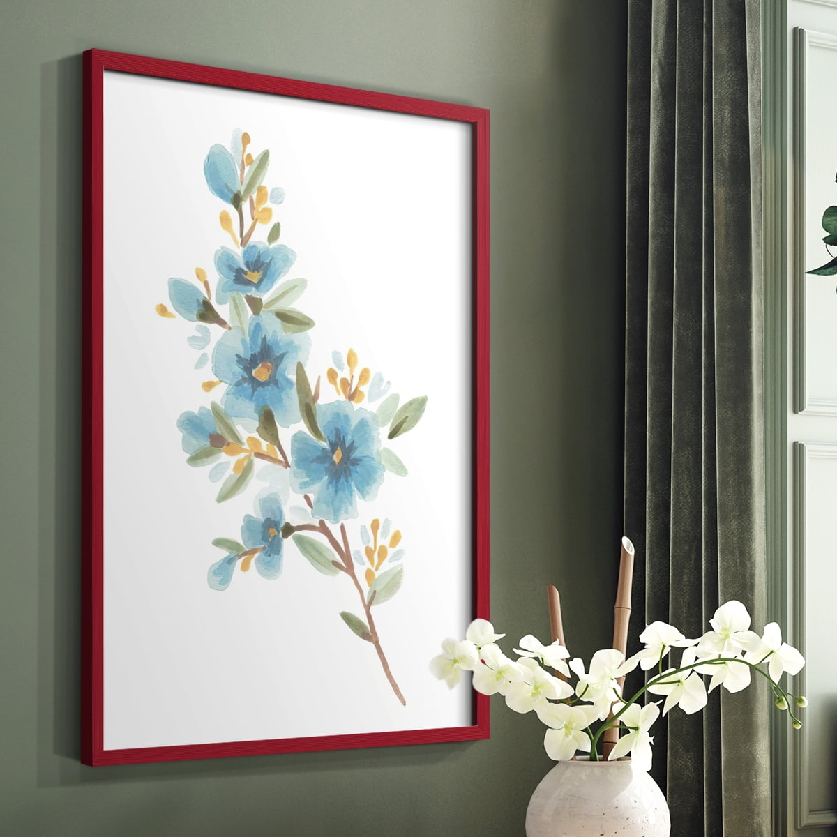 Wildflower Sprig I Framed Print - Solid Wood in Single Picture Frame Solid Wood 2 Framed Print