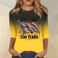 thumbnail image 2 of Fabrcox S-5XL 250 Anniversary USA T Shirt 1776-2026 Flag Print Gradient 3/4 Length Sleeve Womens Tops Independence Day Patriotic Freedom Funny 4th of July Shirts for Women Yellow 5XL, 2 of 6