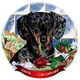 Dachshund SH Dark Dapple Porcelain Ornament Pet Gift Santa I Can Explain!