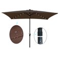 thumbnail image 4 of 10 ft x 6.5 ft Rectangular Solar Powered Aluminum Polyester LED Lighted Patio Umbrella w/Tilt Adjustment and Fade-Resistant Fabric, Chocolate, 4 of 5